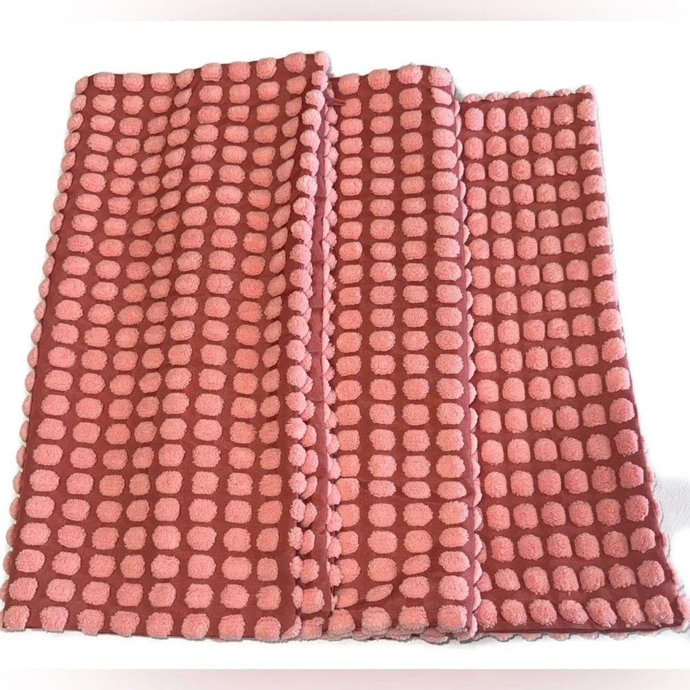 IKEA Textured Pom Pom Pillow Cover Dusty Pink 20x20 Decorative Cover set(3) - Picture 4 of 9
